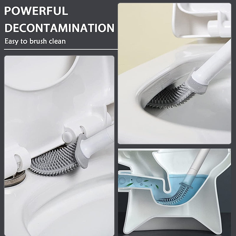 Bathroom Toilet Silicone Brush with Holder
